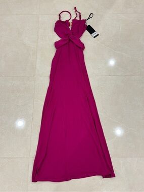 Studio F Fuchsia Knot-Front Maxi Dress